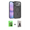 MARSİLYAN™- iPhone 17 Pro Kılıf Siluet Minimal Prime - Siyah Bilvis Hayalet Cam Ekran Koruyucu + Raze Metal Kamera Lens - GS