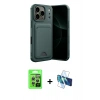 MARSİLYAN™- iPhone 17 Pro Kılıf Vadi Çizgi Prime - Siyah 3D Antistatik Cam Ekran Koruyucu + Raze Metal Kamera Lens - GS