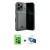 MARSİLYAN™- iPhone 17 Pro Kılıf Vadi Çizgi Prime - Siyah 3D Antistatik Cam Ekran Koruyucu + Raze Metal Kamera Lens - GS