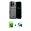 MARSİLYAN™- iPhone 17 Pro Kılıf Vadi Çizgi Prime - Siyah 3D Antistatik Seramik Nano Ekran Koruyucu + Turuncu Raze Metal Kamera Lens