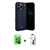 MARSİLYAN™- iPhone 17 Pro Kılıf Vadi Çizgi Prime - Siyah Bilvis 3X AR Hayalet Cam Ekran Koruyucu + Raze Metal Kamera Lens - GI