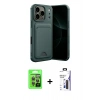 MARSİLYAN™- iPhone 17 Pro Kılıf Vadi Çizgi Prime - Siyah Bilvis 3X AR Hayalet Cam Ekran Koruyucu + Raze Metal Kamera Lens - GI