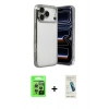 MARSİLYAN™- iPhone 17 Pro Kılıf Vadi Minimal - Şeffaf Pasifik Cam Ekran Koruyucu + Raze Metal Kamera Lens - GS