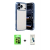 MARSİLYAN™- iPhone 17 Pro Kılıf Vadi Minimal - Şeffaf Pasifik Cam Ekran Koruyucu + Raze Metal Kamera Lens - TU