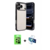 MARSİLYAN™- iPhone 17 Pro Kılıf Vadi Minimal - Siyah 3D Antistatik Seramik Nano Ekran Koruyucu + Raze Metal Kamera Lens - GS