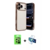 MARSİLYAN™- iPhone 17 Pro Kılıf Vadi Minimal - Siyah 3D Antistatik Seramik Nano Ekran Koruyucu + Raze Metal Kamera Lens - GS