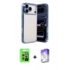 MARSİLYAN™- iPhone 17 Pro Kılıf Vadi Minimal - Siyah Bilvis 5in1 3D Magic Cam Ekran Koruyucu + Raze Metal Kamera Lens - GI