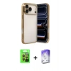 MARSİLYAN™- iPhone 17 Pro Kılıf Vadi Minimal - Siyah Bilvis 5in1 3D Magic Cam Ekran Koruyucu + Turuncu Raze Metal Kamera Lens