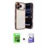 MARSİLYAN™- iPhone 17 Pro Kılıf Vadi Minimal - Siyah Bilvis 5in1 5D Magic Hayalet Cam Ekran Koruyucu + Raze Metal Kamera Lens - GI