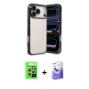 MARSİLYAN™- iPhone 17 Pro Kılıf Vadi Minimal - Siyah Bilvis 5in1 5D Magic Hayalet Cam Ekran Koruyucu + Raze Metal Kamera Lens - GS