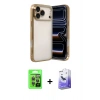 MARSİLYAN™- iPhone 17 Pro Kılıf Vadi Minimal - Siyah Bilvis 5in1 5D Magic Hayalet Cam Ekran Koruyucu + Raze Metal Kamera Lens - GI