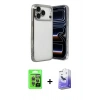 MARSİLYAN™- iPhone 17 Pro Kılıf Vadi Minimal - Siyah Bilvis 5in1 5D Magic Hayalet Cam Ekran Koruyucu + Raze Metal Kamera Lens - GI