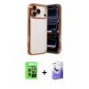 MARSİLYAN™- iPhone 17 Pro Kılıf Vadi Minimal - Siyah Bilvis 5in1 5D Magic Hayalet Cam Ekran Koruyucu + Raze Metal Kamera Lens - GI