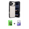 MARSİLYAN™- iPhone 17 Pro Kılıf Vadi Minimal - Siyah Bilvis 5in1 5D Magic Hayalet Cam Ekran Koruyucu + Raze Metal Kamera Lens - GI