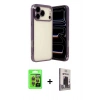 MARSİLYAN™- iPhone 17 Pro Kılıf Vadi Minimal - Siyah Bilvis Hayalet Cam Ekran Koruyucu + Raze Metal Kamera Lens - TU