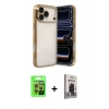 MARSİLYAN™- iPhone 17 Pro Kılıf Vadi Minimal - Siyah Bilvis Hayalet Cam Ekran Koruyucu + Raze Metal Kamera Lens - TU