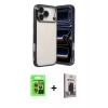 MARSİLYAN™- iPhone 17 Pro Kılıf Vadi Minimal - Siyah Bilvis Hayalet Cam Ekran Koruyucu + Raze Metal Kamera Lens - TU