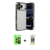 MARSİLYAN™- iPhone 17 Pro Kılıf Vadi Minimal - Siyah Joko Magic 5D Hayalet Cam + Turuncu Raze Metal Kamera Lens