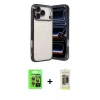 MARSİLYAN™- iPhone 17 Pro Kılıf Vadi Minimal - Siyah Joko Magic 5D Hayalet Cam + Turuncu Raze Metal Kamera Lens