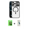 MARSİLYAN™- iPhone 17 Pro Kılıf Yadigar Asil Koleksiyonu - Şeffaf Pasifik Cam Ekran Koruyucu + Gri Raze Metal Kamera Lens