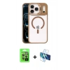 MARSİLYAN™- iPhone 17 Pro Kılıf Yadigar Asil Koleksiyonu - Siyah 3D Antistatik Cam Ekran Koruyucu + Raze Metal Kamera Lens - GI