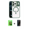 MARSİLYAN™- iPhone 17 Pro Kılıf Yadigar Asil Koleksiyonu - Siyah 3D Antistatik Hayalet Cam Ekran Koruyucu + Raze Metal Kamera Lens - TU