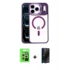 MARSİLYAN™- iPhone 17 Pro Kılıf Yadigar Asil Koleksiyonu - Siyah 3D Antistatik Hayalet Cam Ekran Koruyucu + Raze Metal Kamera Lens - GS