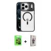 MARSİLYAN™- iPhone 17 Pro Kılıf Yadigar Asil Koleksiyonu - Siyah Bilvis 3D Cam Ekran Koruyucu + Raze Metal Kamera Lens - TU