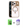 MARSİLYAN™- iPhone 17 Pro Kılıf Yadigar Asil Koleksiyonu - Siyah Bilvis 5in1 3D Magic Cam Ekran Koruyucu + Raze Metal Kamera Lens - GS