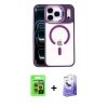 MARSİLYAN™- iPhone 17 Pro Kılıf Yadigar Asil Koleksiyonu - Siyah Bilvis 5in1 5D Magic Hayalet Cam Ekran Koruyucu + Raze Metal Kamera Lens - TU