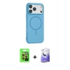 MARSİLYAN™- iPhone 17 Pro Kılıf Yankı Form Serisi - Siyah Bilvis 5in1 5D Magic Hayalet Cam Ekran Koruyucu + Turuncu Raze Metal Kamera Lens