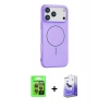 MARSİLYAN™- iPhone 17 Pro Kılıf Yankı Form Serisi - Siyah Bilvis 5in1 5D Magic Hayalet Cam Ekran Koruyucu + Turuncu Raze Metal Kamera Lens