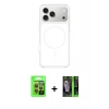 MARSİLYAN™- iPhone 17 Pro Kılıf Yankı Minimal Serisi - Şeffaf 360 Full Body Arka Koruyucu + Raze Metal Kamera Lens - TU