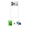MARSİLYAN™- iPhone 17 Pro Kılıf Yankı Minimal Serisi - Siyah 3D Antistatik Seramik Nano Ekran Koruyucu + Raze Metal Kamera Lens - TU