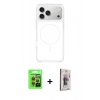 MARSİLYAN™- iPhone 17 Pro Kılıf Yankı Minimal Serisi - Siyah Bilvis 3D Cam Ekran Koruyucu + Raze Metal Kamera Lens - TU