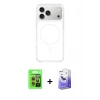 MARSİLYAN™- iPhone 17 Pro Kılıf Yankı Minimal Serisi - Siyah Bilvis 5in1 5D Magic Hayalet Cam Ekran Koruyucu + Raze Metal Kamera Lens - TU