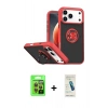 MARSİLYAN™- iPhone 17 Pro Kılıf Yörünge Çizgi - Şeffaf Pasifik Cam Ekran Koruyucu + Raze Metal Kamera Lens - TU
