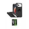 MARSİLYAN™- iPhone 17 Pro Kılıf Yörünge Çizgi - Siyah 360 Mat Full Body Arka Koruyucu