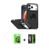 MARSİLYAN™- iPhone 17 Pro Kılıf Yörünge Çizgi - Siyah 360 Mat Full Body Arka Koruyucu + Raze Metal Kamera Lens - TU