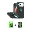 MARSİLYAN™- iPhone 17 Pro Kılıf Yörünge Çizgi - Siyah 360 Mat Full Body Arka Koruyucu + Raze Metal Kamera Lens - TU