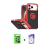 MARSİLYAN™- iPhone 17 Pro Kılıf Yörünge Çizgi - Siyah Bilvis 5in1 3D Magic Cam Ekran Koruyucu + Raze Metal Kamera Lens - GS