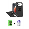 MARSİLYAN™- iPhone 17 Pro Kılıf Yörünge Çizgi - Siyah Bilvis 5in1 3D Magic Cam Ekran Koruyucu + Raze Metal Kamera Lens - GS