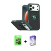MARSİLYAN™- iPhone 17 Pro Kılıf Yörünge Çizgi - Siyah Bilvis 5in1 3D Magic Cam Ekran Koruyucu + Raze Metal Kamera Lens - GS