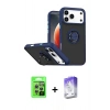 MARSİLYAN™- iPhone 17 Pro Kılıf Yörünge Çizgi - Siyah Bilvis 5in1 3D Magic Cam Ekran Koruyucu + Raze Metal Kamera Lens - GS