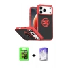 MARSİLYAN™- iPhone 17 Pro Kılıf Yörünge Çizgi - Siyah Bilvis 5in1 3D Magic Cam Ekran Koruyucu + Raze Metal Kamera Lens - TU