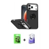 MARSİLYAN™- iPhone 17 Pro Kılıf Yörünge Çizgi - Siyah Bilvis 5in1 5D Magic Hayalet Cam Ekran Koruyucu + Raze Metal Kamera Lens - GI