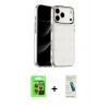 MARSİLYAN™- iPhone 17 Pro Kılıf Yörünge Form - Şeffaf Pasifik Cam Ekran Koruyucu + Raze Metal Kamera Lens - TU