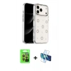 MARSİLYAN™- iPhone 17 Pro Kılıf Yörünge Form - Siyah 3D Antistatik Cam Ekran Koruyucu + Raze Metal Kamera Lens - TU