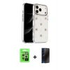 MARSİLYAN™- iPhone 17 Pro Kılıf Yörünge Form - Siyah 3D Antistatik Hayalet Cam Ekran Koruyucu + Raze Metal Kamera Lens - GS