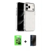 MARSİLYAN™- iPhone 17 Pro Kılıf Yörünge Form - Siyah 3D Antistatik Hayalet Cam Ekran Koruyucu + Raze Metal Kamera Lens - GS